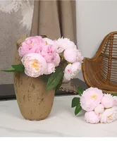 Bouquet de pivoines artificielles haut de gamme en soie, arrangement floral à six têtes, décoration intérieure, accessoires de photographie, toucher réel
