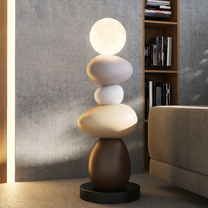 Creative Stone Resin Floor Lamp Decoration LED Lighting Decor for Living Room & Office Home Decor Handmade Resin Craft Gift