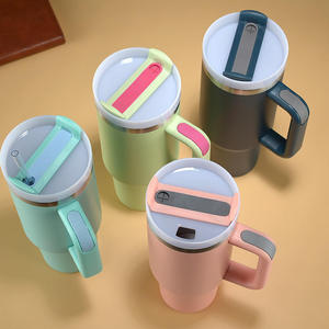 Vaso aislado de 40oz con pajita, vaso de agua de acero inoxidable para oficina en casa o coche de doble pared, vaso de viaje con asa - Product Image 3