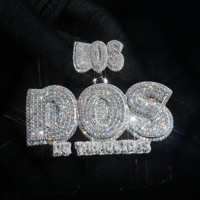 Collier Pendentif Personnalisé Los Dos Iced Out en Moissanite, Argent Sterling 925, Diamant VVS, Bijou Statement Hip Hop pour Rappeur