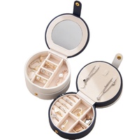 Boîte à bijoux multifonctionnelle en cuir PU, organisateur de bijoux multi-couches, étui de rangement portable de voyage avec miroir