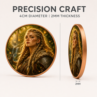 Pièce de monnaie de guerrier viking de l'Antiquité - Pièce de monnaie en cuivre de collection de 40 mm - Pièce de monnaie artistique nordique Valfire pour cadeau et décoration