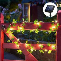 Contrôle de la batterie solaire extérieur étanche Led feuilles vertes fil de cuivre guirlande lumineuse pour jardin cour vacances décoration de mariage