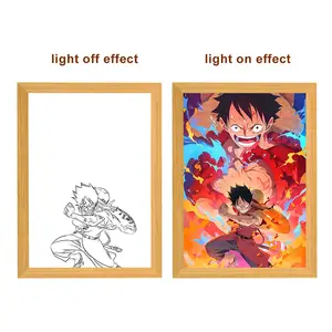 Creative 3-Color Lighting Painting Decoration Night Light A4 LED Light Sunshine Shadow Picture Frames Luminous Led Wall Painting