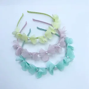 3pcs/set Wholesale Custom Fashion Hair Accessories Clip Pure Color Headband Flower Set For Girls Hairhoop