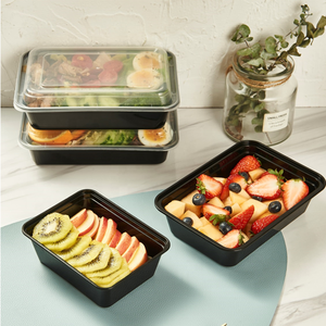 Lò Vi Sóng Lấy Ra Tủ Đông Hình Chữ Nhật Hộp Nhựa An Toàn Màu Đen Để Đi Hộp Đựng Thức Ăn - Product Image 1