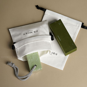 PandaSew Custom Logo White Cotton Canvas Drawstring <b>Bag</b> Gift Jewelry Pouch <b>Packaging</b> <b>Bags</b> Perfume Clothing Dust <b>Bag</b> - Product Image 2