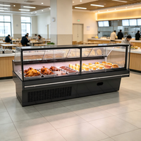 Comptoir réfrigéré commercial en verre plat pour la présentation de plats froids, charcuterie, fromages, pour hôtels et restaurants