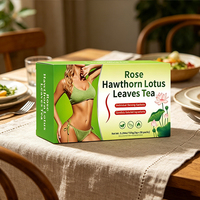 Tisane Détox Minceur aux Feuilles de Rose, Aubépine et Lotus, Sachets de Thé Herbal, Boîte de 150g, Saveur Florale Légère, Boisson Saine pour Femmes