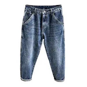 custom b2b men ripped snow washed stylish exotic hallan raw blue rags jeans