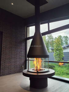 Chimenea <span class=keywords><strong>de</strong></span> diseño personalizado <span class=keywords><strong>de</strong></span> leña para interiores, chimenea en la azotea, decoración <span class=keywords><strong>de</strong></span> cristal envolvente suspendida, chimenea <span class=keywords><strong>de</strong></span> lujo - Product Image 5