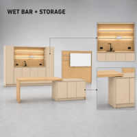 Ensemble de meubles de rangement modulaires ATWOKA beige, unités murales suspendues, garde-manger haut, bar à café, credenza pour espace détente