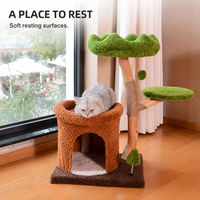 Arbre à chat multifonction Kinghon Wood avec maison intégrée, poteaux en sisal, bois naturel, design luxueux, pour chats de grande taille