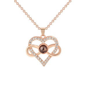 Collana pendente alla moda con pietra a forma di cuore di moda di cento frasi europee americane - Product Image 4