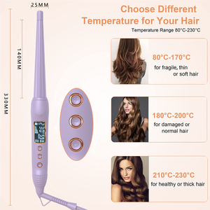 Rizador de pelo de cerámica profesional, pantalla LCD de temperatura, herramienta eléctrica para peinar el cabello para uso doméstico, diseño de cono de flor de pera - Product Image 2