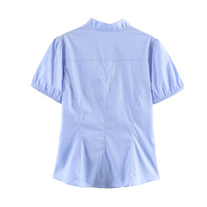 <span class=keywords><strong>Camicia</strong></span> Elegante da <span class=keywords><strong>Donna</strong></span> con Fiocco in Popeline, Manica Corta, Vestibilità <span class=keywords><strong>Slim</strong></span>, Colletto Rovesciato, Blusa Casual Personalizzabile OEM con Bottoni - Product Image 5