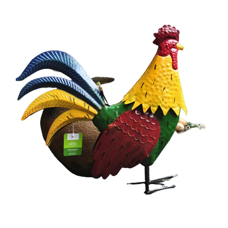 Wholesale Life Like Metal Cook Figurine Garden Iron Art Animal Ornament Iron Rooster Statue For Garden Home Decoration
