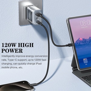 Nuevo diseño 120W Power <span class=keywords><strong>Display</strong></span> Cargador rápido de 3 puertos Adaptador <span class=keywords><strong>USB</strong></span> <span class=keywords><strong>C</strong></span> Cargador de pared Tipo <span class=keywords><strong>C</strong></span> Carga rápida para teléfono 16 15 - Product Image 4