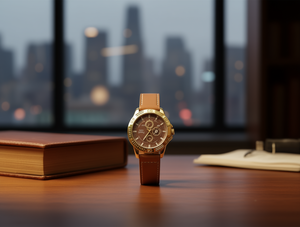 Orologio Meccanico da Uomo 42 mm Cassa in Oro Giallo Cinturino in Pelle Cronografo Quadrante Analogico Stile Lusso e Moda - Product Image 2