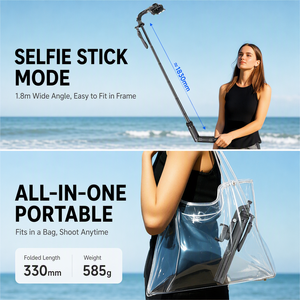 Stabilisateur de cardan intelligent avec contrôle gestuel, perche à selfie, suivi de visage IA, support de téléphone anti-tremblement avec télécommande - Product Image 5