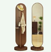 Modern Design Wooden Oval Dressing Mirror Top Ranking Rotating Floor Standing Vanity Mirror