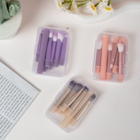 Mini Trousse de Voyage Transparente 6-en-1 – Ensemble de Pinceaux de Maquillage en Fibres Synthétiques avec Manche en Plastique pour Crayon à Sourcils et Mascara – Marque Privée