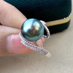 S925 Silver DIY Pearl Accessory 11-13mm Round Flat 1789 Empty Holder for Diamond Rings <b>Concealer</b> Silver Ring Holder - Product Image 3