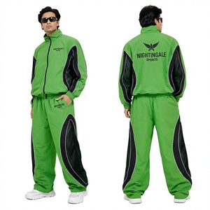 Men's Casual Outdoor Sportswear Lightweight Waterproof <b>Reflective</b> Zip Polyester Nylon Tracksuit Windbreaker Hoodie Set - Product Image 1