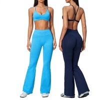 Nouvel ensemble de sport 2 pièces sans coutures, taille haute, effet push-up, évasé, très élastique et respirant