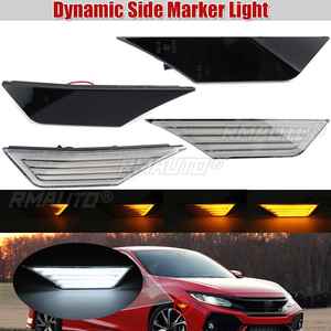 2pcs LED Dynamic Turn Signal <b>Lights</b> Side Marker Repeater <b>Light</b> Indicator Lamp for Honda Civic 10th Gen 2016 2017 2018 2019 2020 - Product Image 1