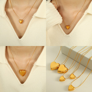 Heart Shaped Pendant <b>Necklace</b> 18k Gold Plated Large <b>Small</b> Size Unisex Everyday Wear Fine Jewelry - Product Image 4
