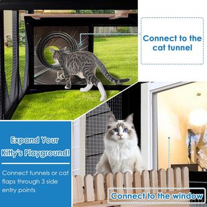 Catio Grande para Gatos al Aire Libre, Casa para Gatos con Acceso Interior, Jaula para Gatos con 5 Puertas de Acceso, Techo Impermeable, Grandes Plataformas para Saltar - Product Image 5