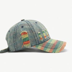 Casquette de baseball unisexe réglable à 6 panneaux en denim délavé et déchiré 100 % coton, idéale pour toutes les saisons et le style urbain - Product Image 2