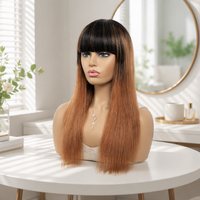 Perruque en cheveux humains brésiliens Remy longs et raides, avec frange latérale, densité 200%, modèle RGH-8523, vente en gros d'usine