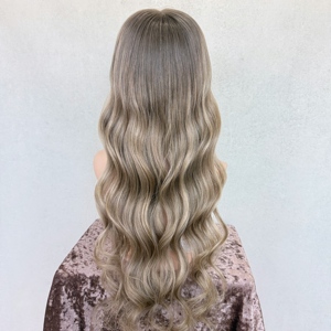 วิกผมแท้สำหรับผู้หญิงผมร่วงไฮไลท์ลูกไม้สวิสปิดรากเข้มมองไม่เห็นเอชดีลูกไม้จากสวิส - Product Image 4