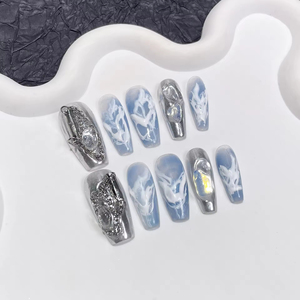 <span class=keywords><strong>Uñas</strong></span> Postizas Hechas a Mano al por Mayor, <span class=keywords><strong>Uñas</strong></span> Acrílicas Cortas Cuadradas <span class=keywords><strong>con</strong></span> <span class=keywords><strong>Flores</strong></span> 3D Talladas y <span class=keywords><strong>Pintadas</strong></span> a Mano - Product Image 5