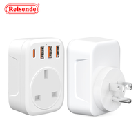 Reisende 12W Max EU Adaptador de viaje de alimentación internacional Enchufes y enchufes múltiples portátiles con 2 USB y 2 Tipo-C para EE. UU. UE DE REINO UNIDO AU
