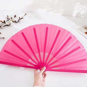 Éventails pliants en plastique de 33 cm avec poignée, blancs et noirs, en polyester, pour artisanat, Noël, à peindre - Product Image 2