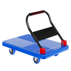 Chariot à main industriel avec grande plateforme, conception à quatre roues, construction en plastique, structure en maille, support OEM, pneus pneumatiques - Product Image 1