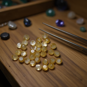 Pierre précieuse ronde en rutile doré naturel, cabochon lisse et poli pour la fabrication de bijoux, vente en gros - Product Image 6