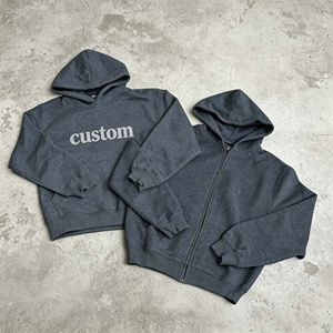 เสื้อฮู้ดซิปผู้ชายพิมพ์ลายตามสั่ง ผ้าฝ้าย 100% เฟรนช์เทอร์รี่ ทรงโอเวอร์ไซส์ สไตล์ลำลอง - Product Image 3