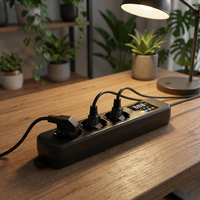 Adaptador de Enchufe Múltiple Inteligente con Pantalla Digital de Voltaje de 16A 250V, Estándar Europeo, para Uso en Hogar y Oficina