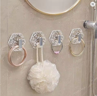 Crochets muraux en acrylique au design élégant, crochets adhésifs hexagonaux, organisateur de vêtements moderne à un seul niveau pour la cuisine, la salle de bain, le salon
