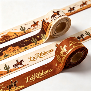 Vintage Wild West Desert Cactus Cowboy Grosgrain <b>Ribbon</b> Retro Brown Decor <b>Ribbon</b> for Western Theme Party Gift Bouquet Craft Bow - Product Image 3