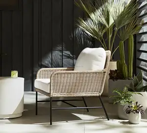 모든 날씨 정원 등나무 라운지 의자 야외 알루미늄 프레임 고리 버들 지팡이 의자