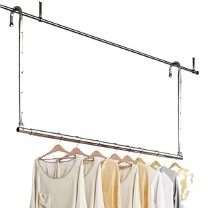 Retractable Clothes Drying Rack Double Bar Hook Type Stainless Steel Hanging Mobile For Balcony Drying Quilts - Product Image 5