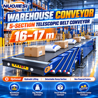 Convoyeur télescopique Nuojiesi à 5 sections pour chargement et déchargement de cartons, colis, sacs de riz, marchandises générales, machine automatique à courroie montante