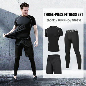 Ropa Deportiva de Entrenamiento Personalizada para Hombre, Conjunto Deportivo de Compresión de 3 Piezas, Conjuntos de Fitness para <span class=keywords><strong>Gimnasio</strong></span> - Product Image 6