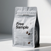 Herbruikbare aluminiumfolie koffiebonenverpakking met ritssluiting en ventiel, aangepaste logo's, 250g, 500g, 1kg, 12oz