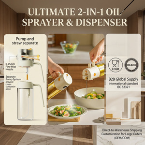 Spruzzatore e Dispenser 2 in 1 per Olio d'Oliva in Vetro con Pompa e Cannuccia, Design Separato con Principio a Leva, Ugello per BBQ - Product Image 5